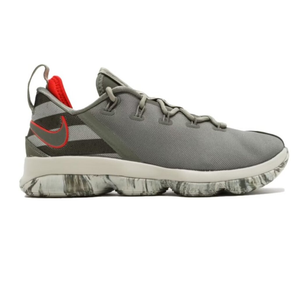 NIKE Lebron XIV 14 Low Top Sneakers in Dark Stucco & Red 878636-003